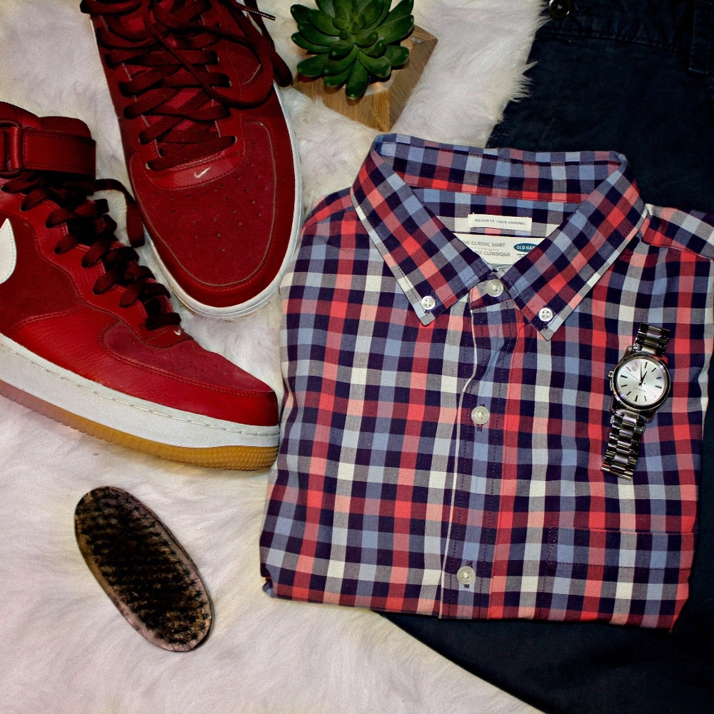 Regular-Fit Large Plaid Button Down Shirt